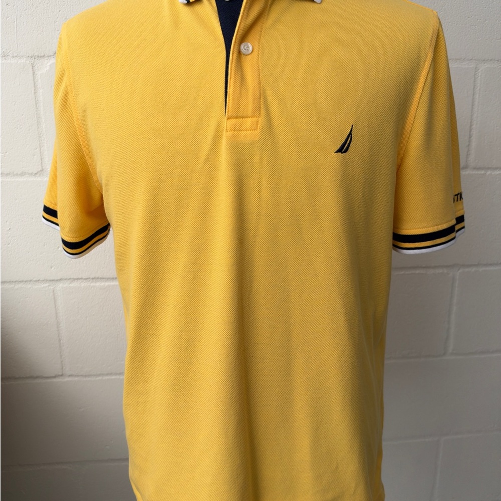 Nautica Yellow Navy Trim Polo